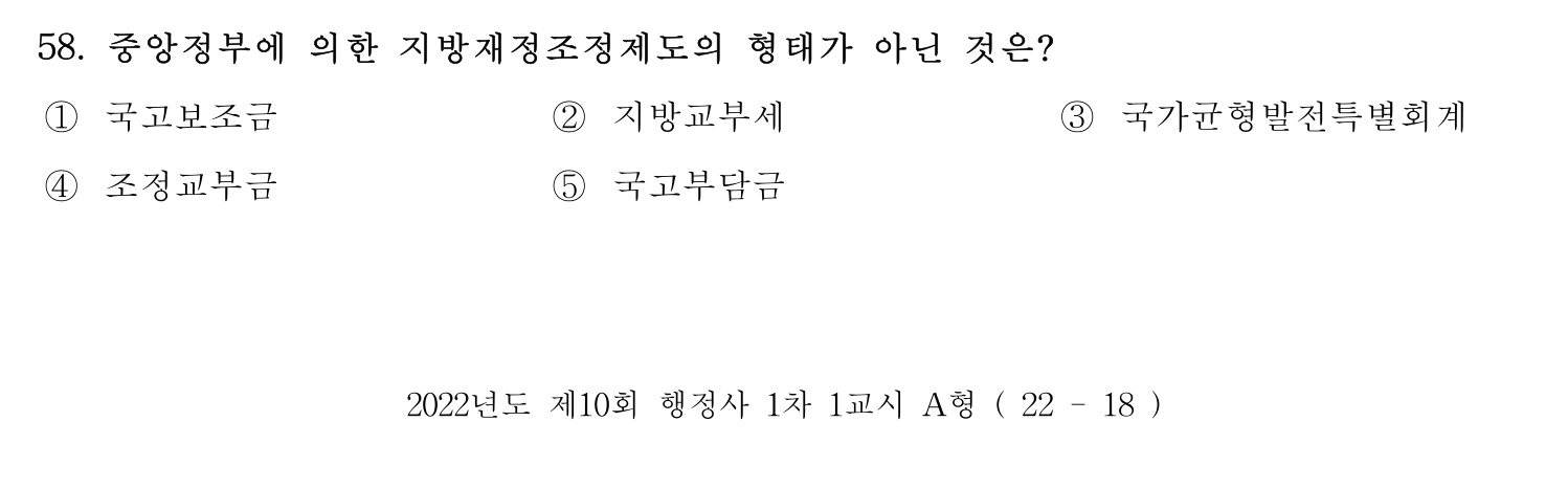 행정사_1차 2022년 58번 기출문제