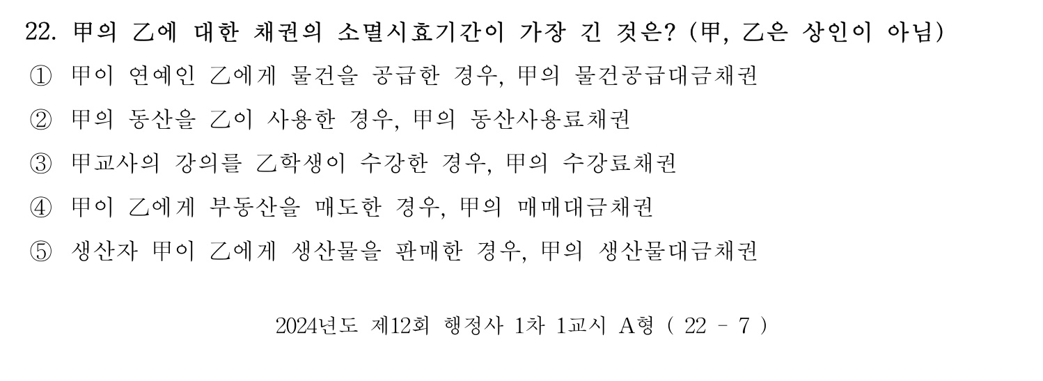 행정사_1차 2024년 22번 기출문제