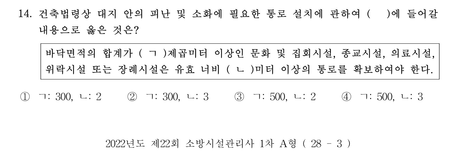 소방시설관리사 2022년 21번 기출문제