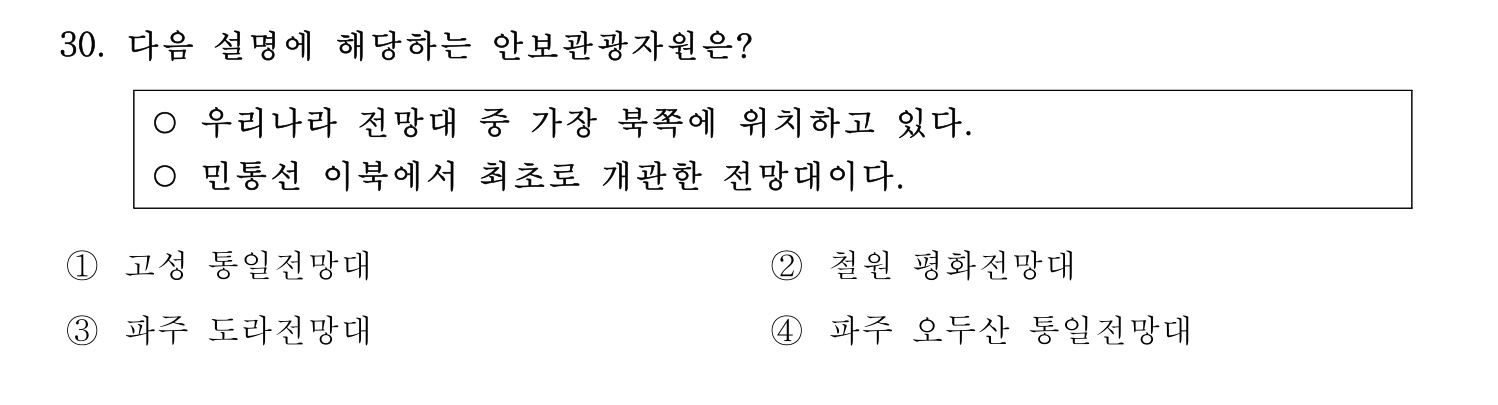 관광통역안내사 2024년 30번 기출문제