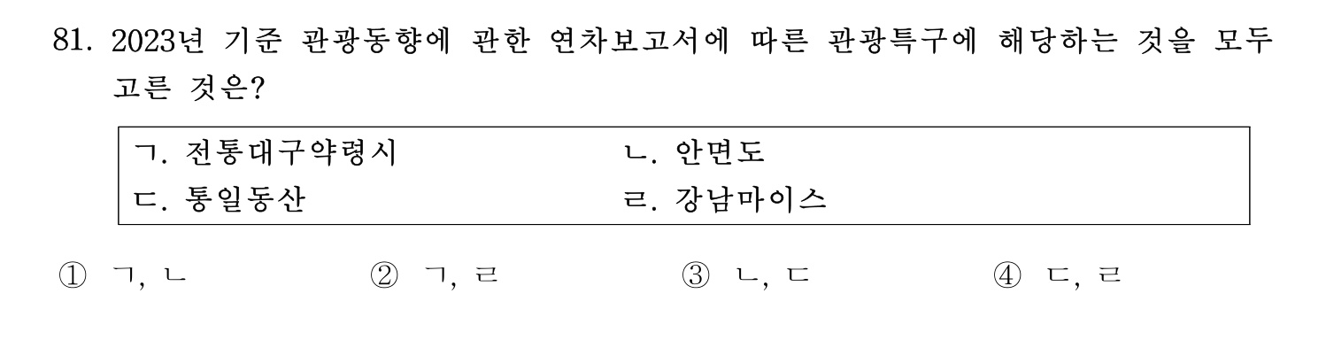 관광통역안내사 2024년 81번 기출문제