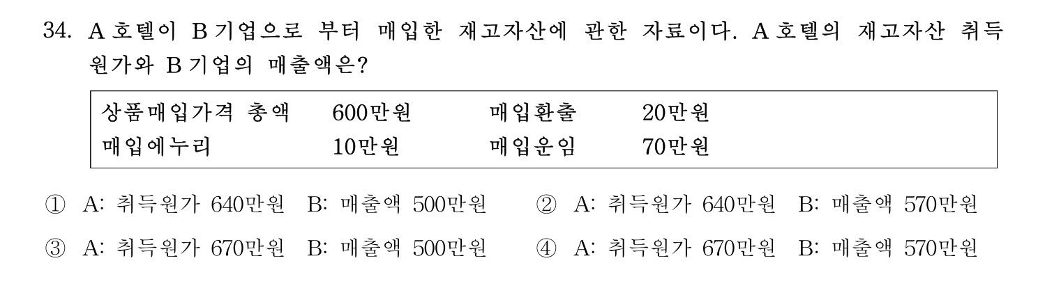 호텔경영사 2024년 35번 기출문제
