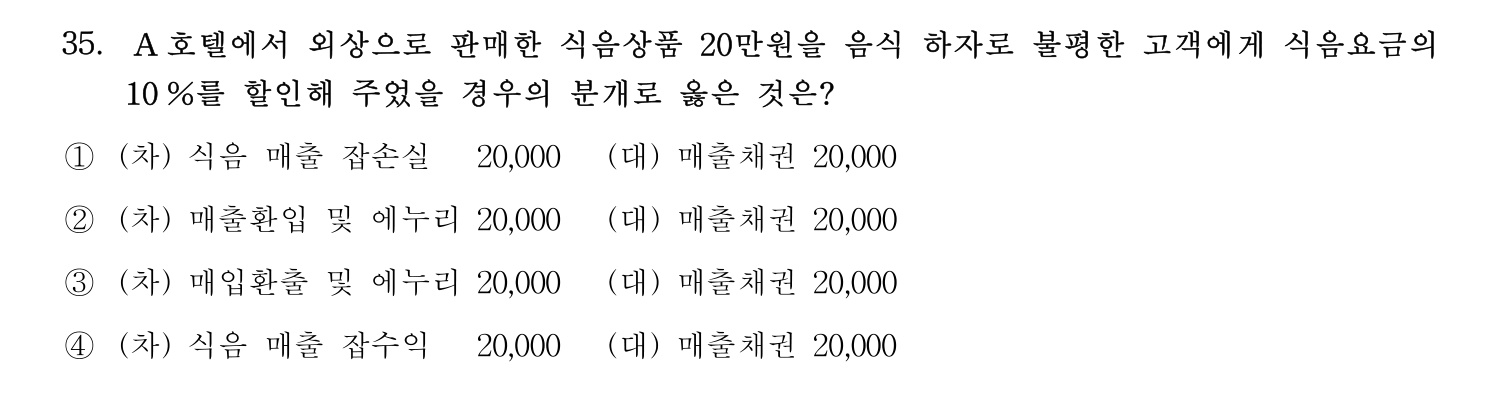호텔경영사 2024년 36번 기출문제