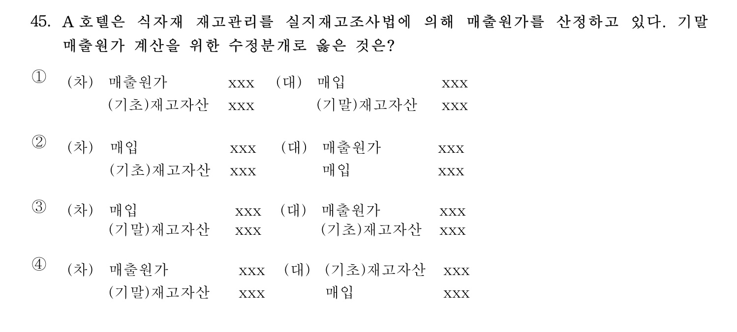 호텔경영사 2024년 46번 기출문제