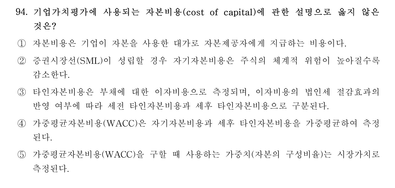 경영지도사_1차 2024년 98번 기출문제
