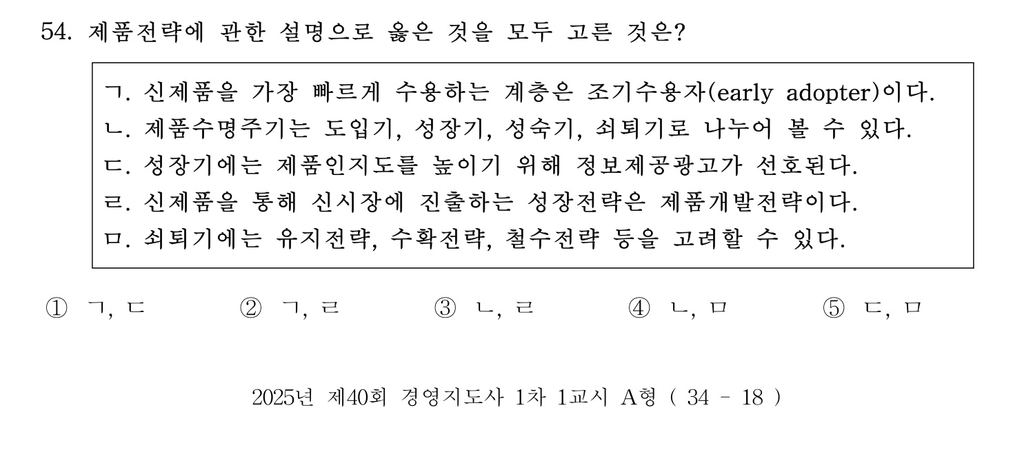 경영지도사_1차 2025년 55번 기출문제
