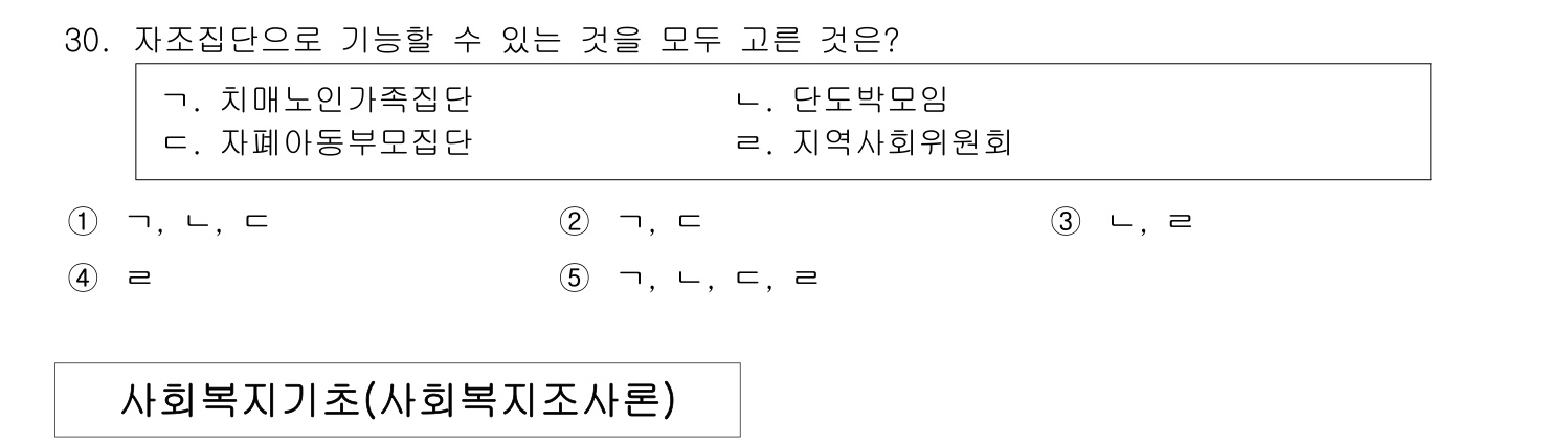 사회복지사_1급(1교시) 2011년 31번 기출문제