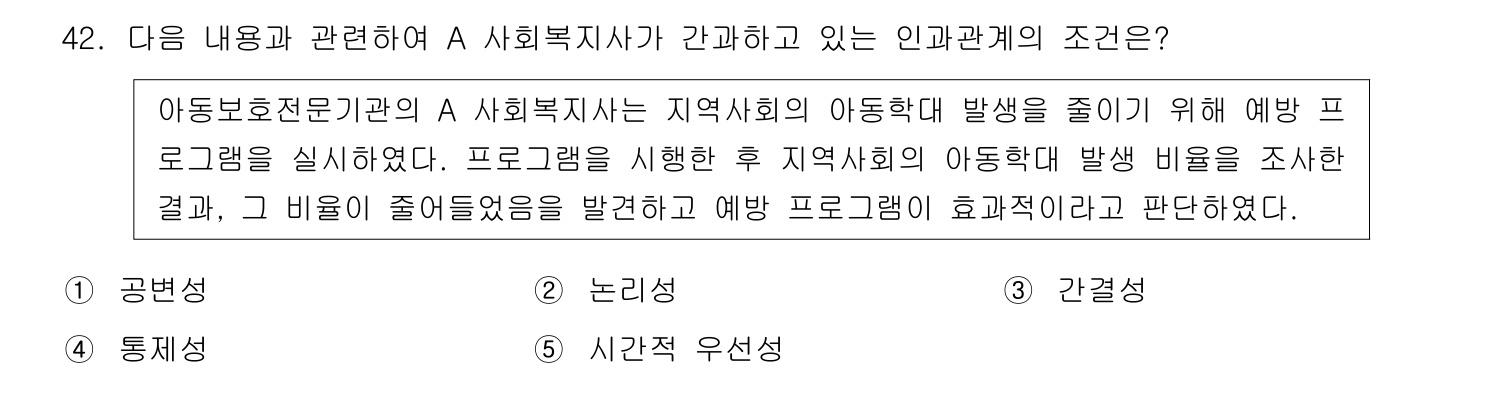 사회복지사_1급(1교시) 2011년 43번 기출문제