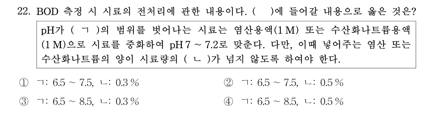 정수시설운영관리사_1급_1차 2015년 22번 기출문제