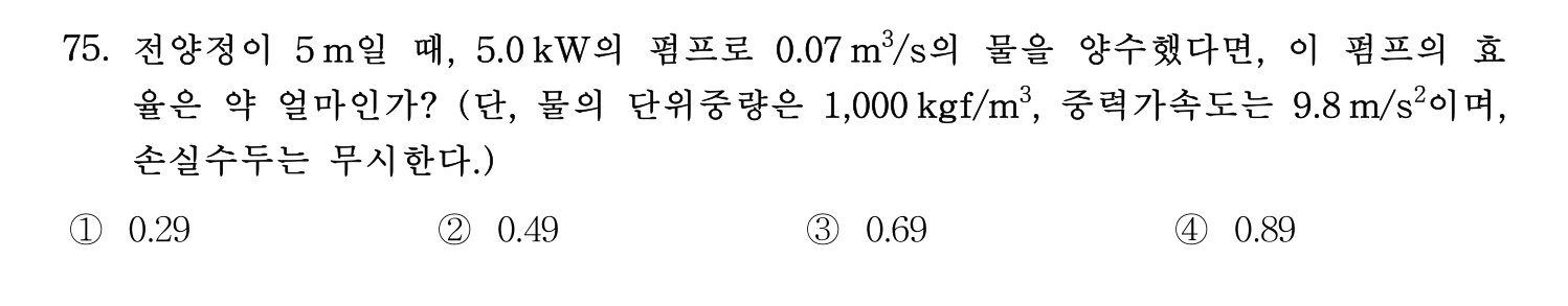 정수시설운영관리사_1급_1차 2024년 75번 기출문제