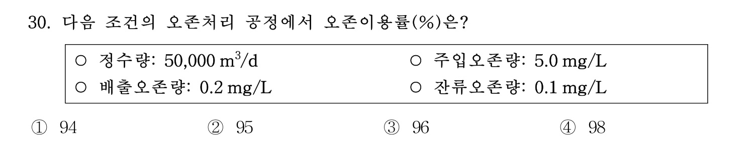 정수시설운영관리사_1급_1차 2026년 30번 기출문제