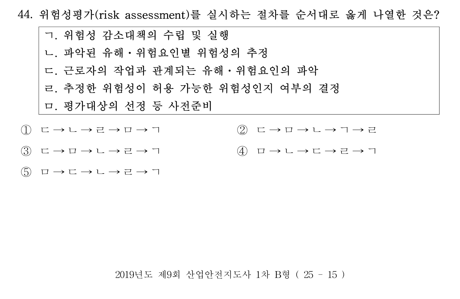 산업안전지도사 2019년 44번 기출문제