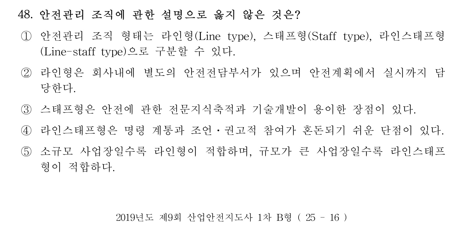 산업안전지도사 2019년 48번 기출문제