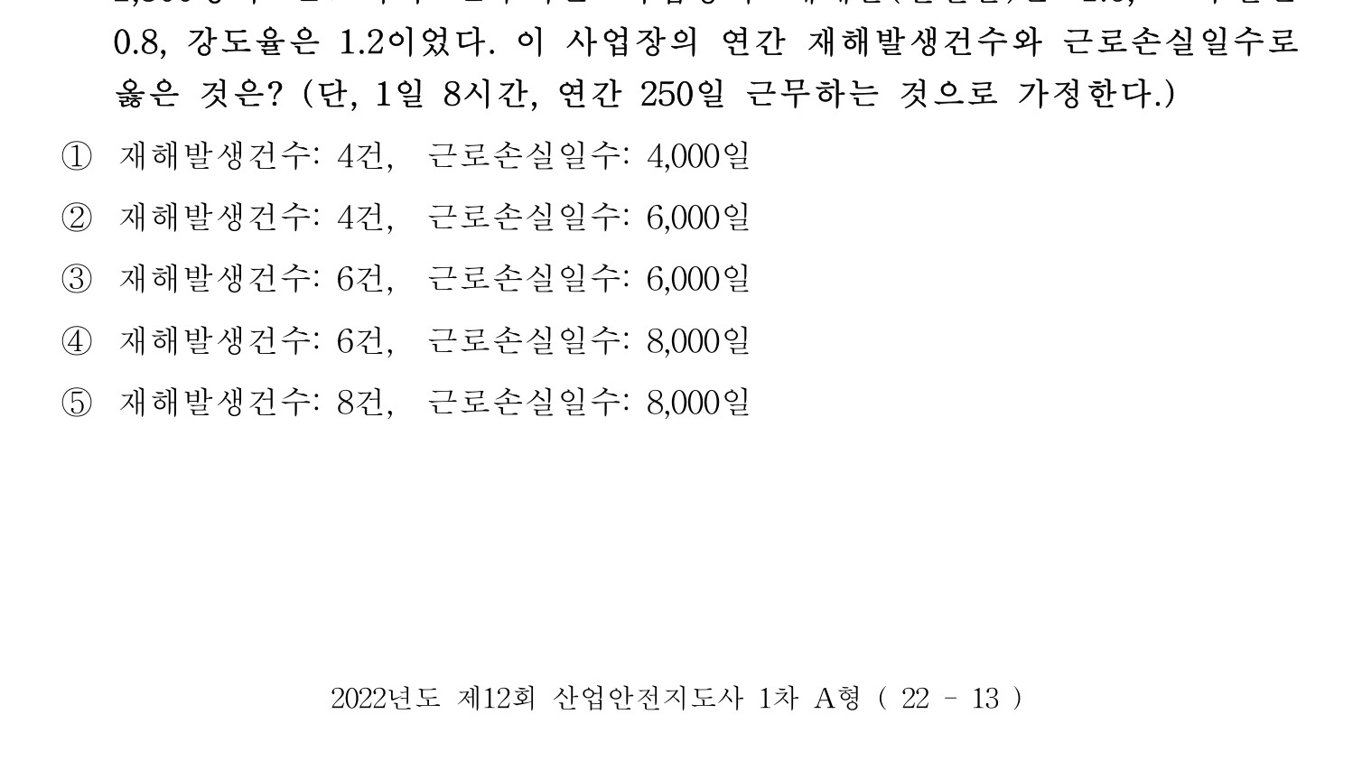 산업안전지도사 2022년 41번 기출문제