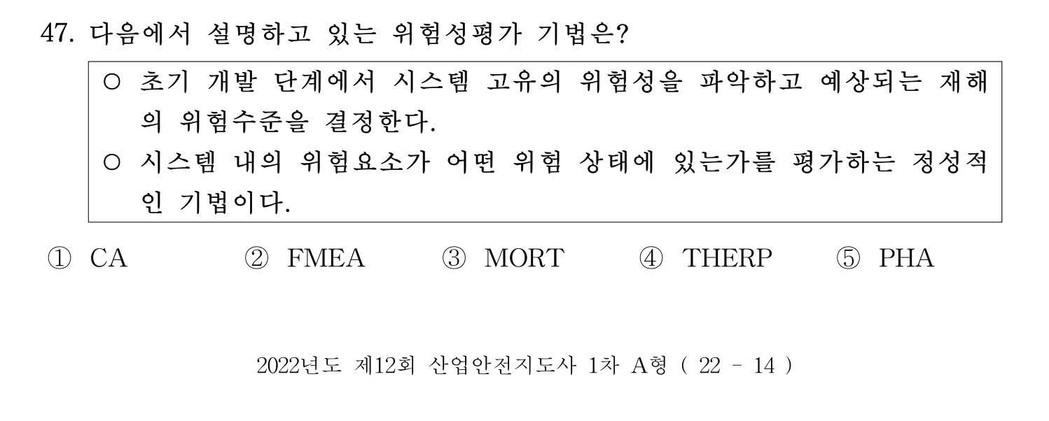 산업안전지도사 2022년 46번 기출문제