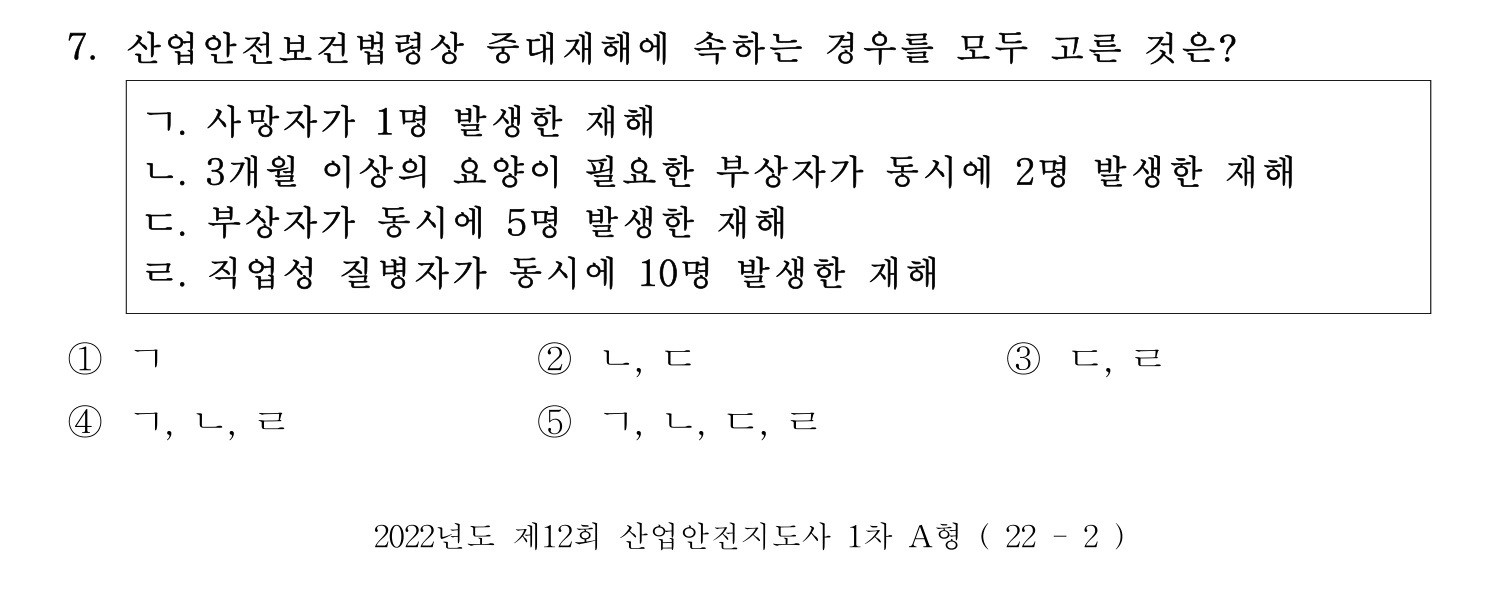 산업안전지도사 2022년 7번 기출문제