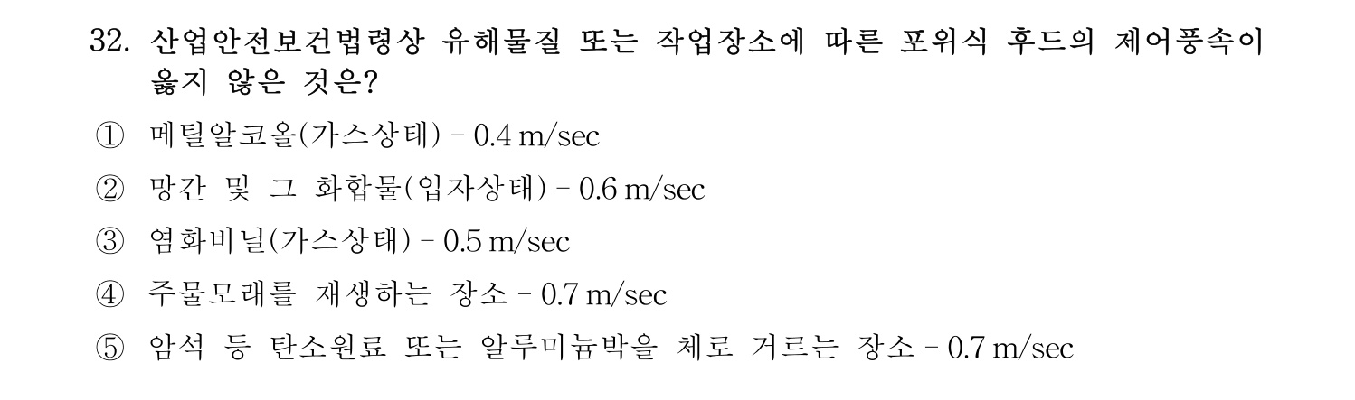 산업보건지도사 2017년 32번 기출문제