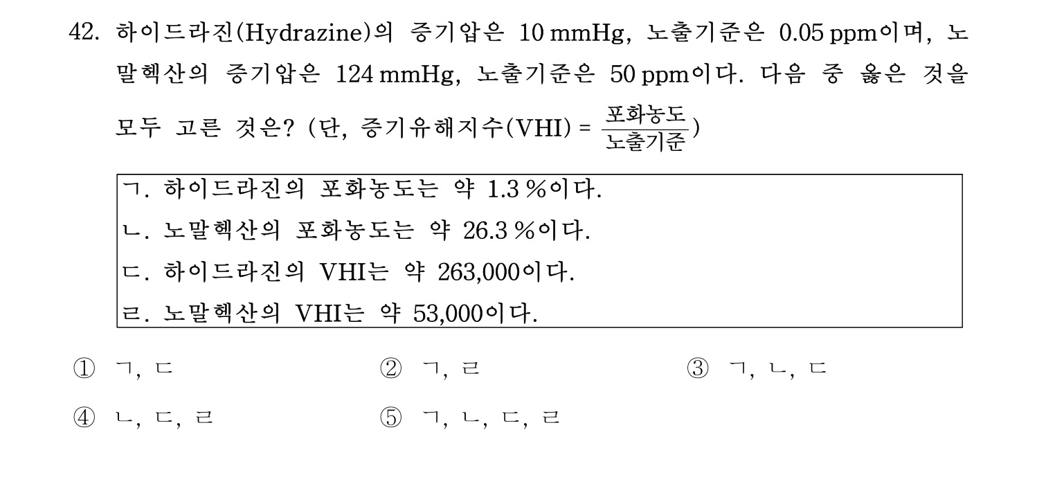 산업보건지도사 2017년 42번 기출문제