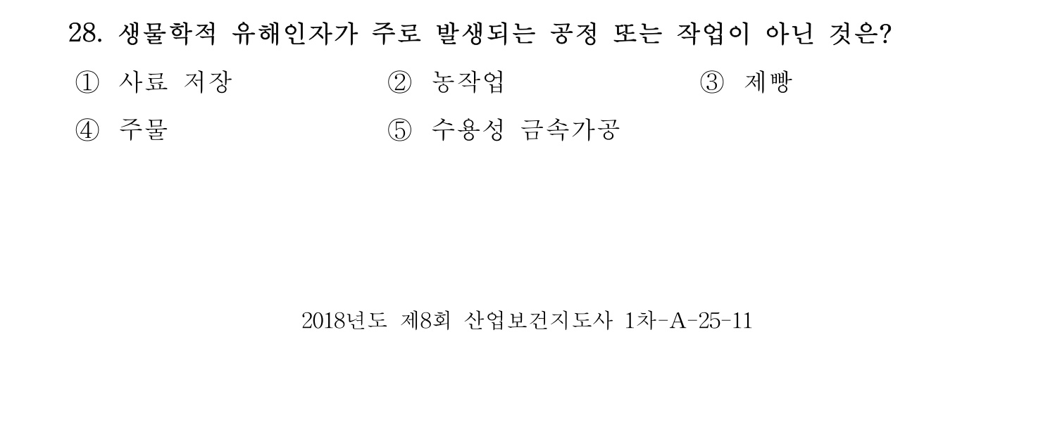 산업보건지도사 2018년 28번 기출문제