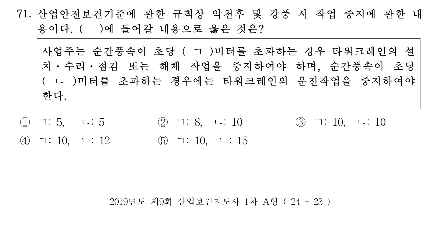 산업보건지도사 2019년 70번 기출문제