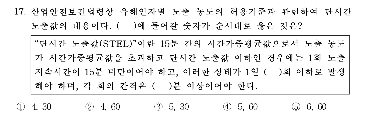 산업보건지도사 2020년 22번 기출문제