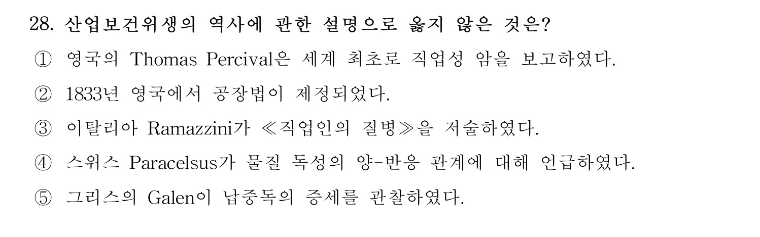 산업보건지도사 2020년 33번 기출문제