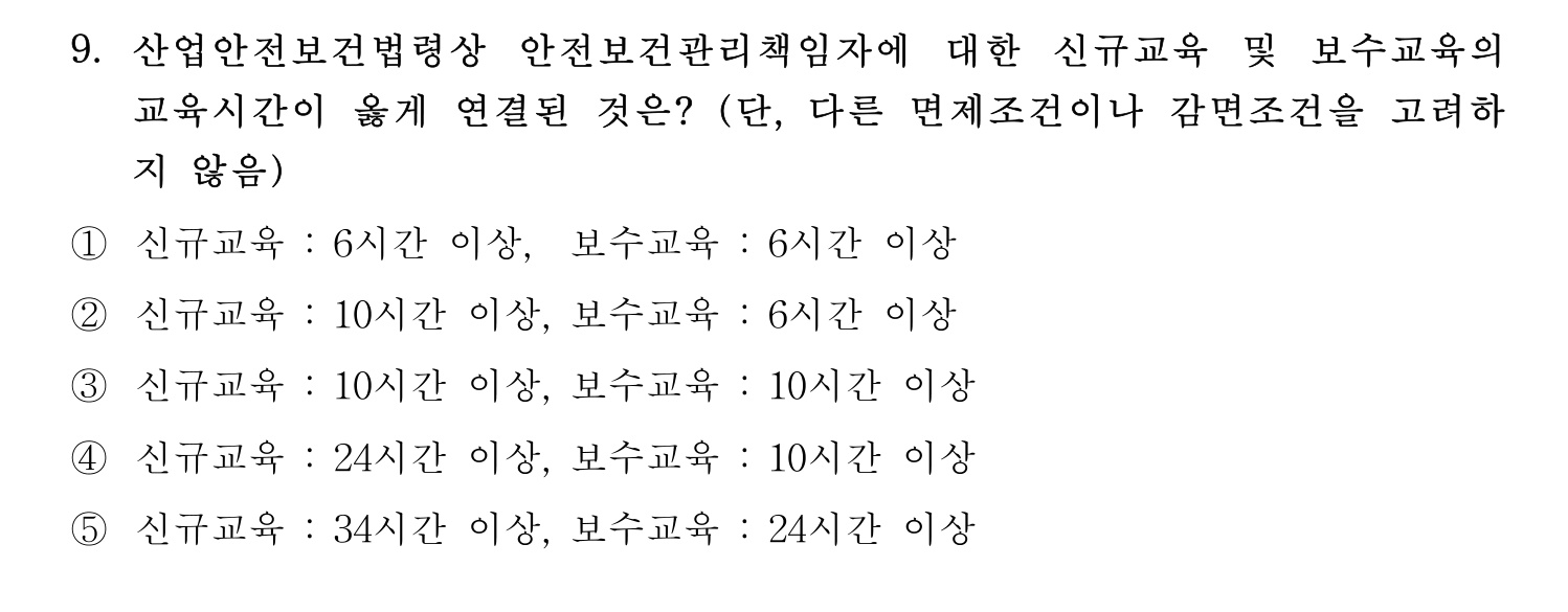 산업보건지도사 2021년 9번 기출문제