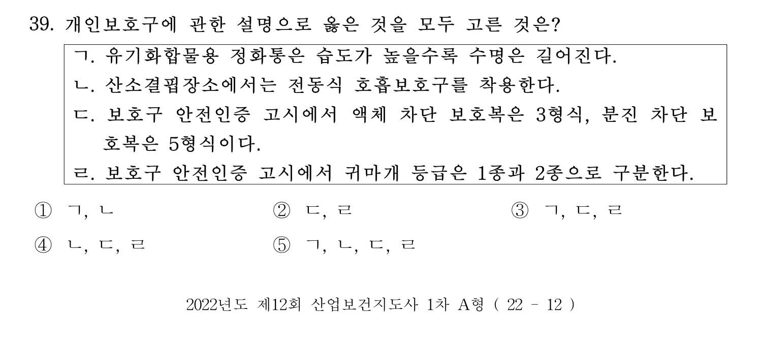 산업보건지도사 2022년 40번 기출문제