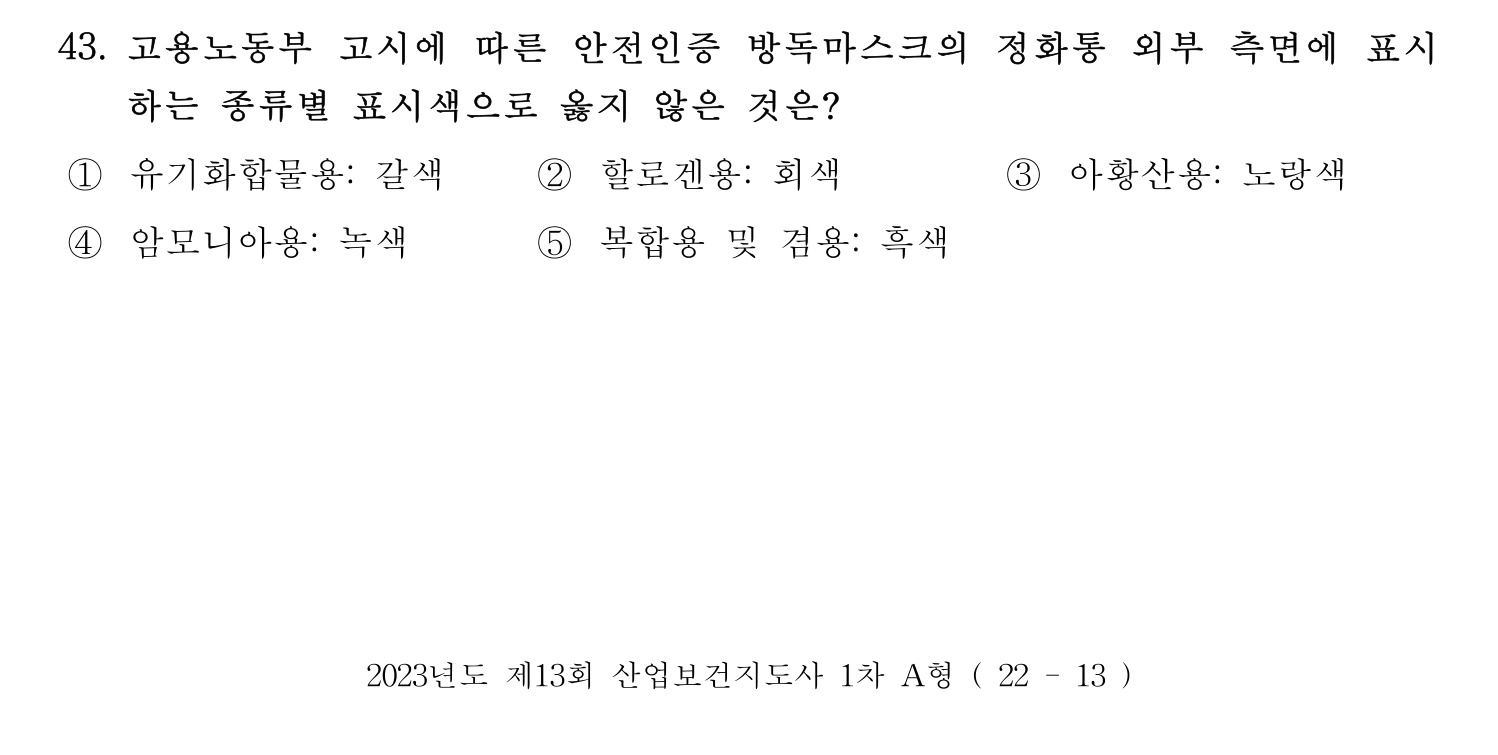 산업보건지도사 2023년 43번 기출문제