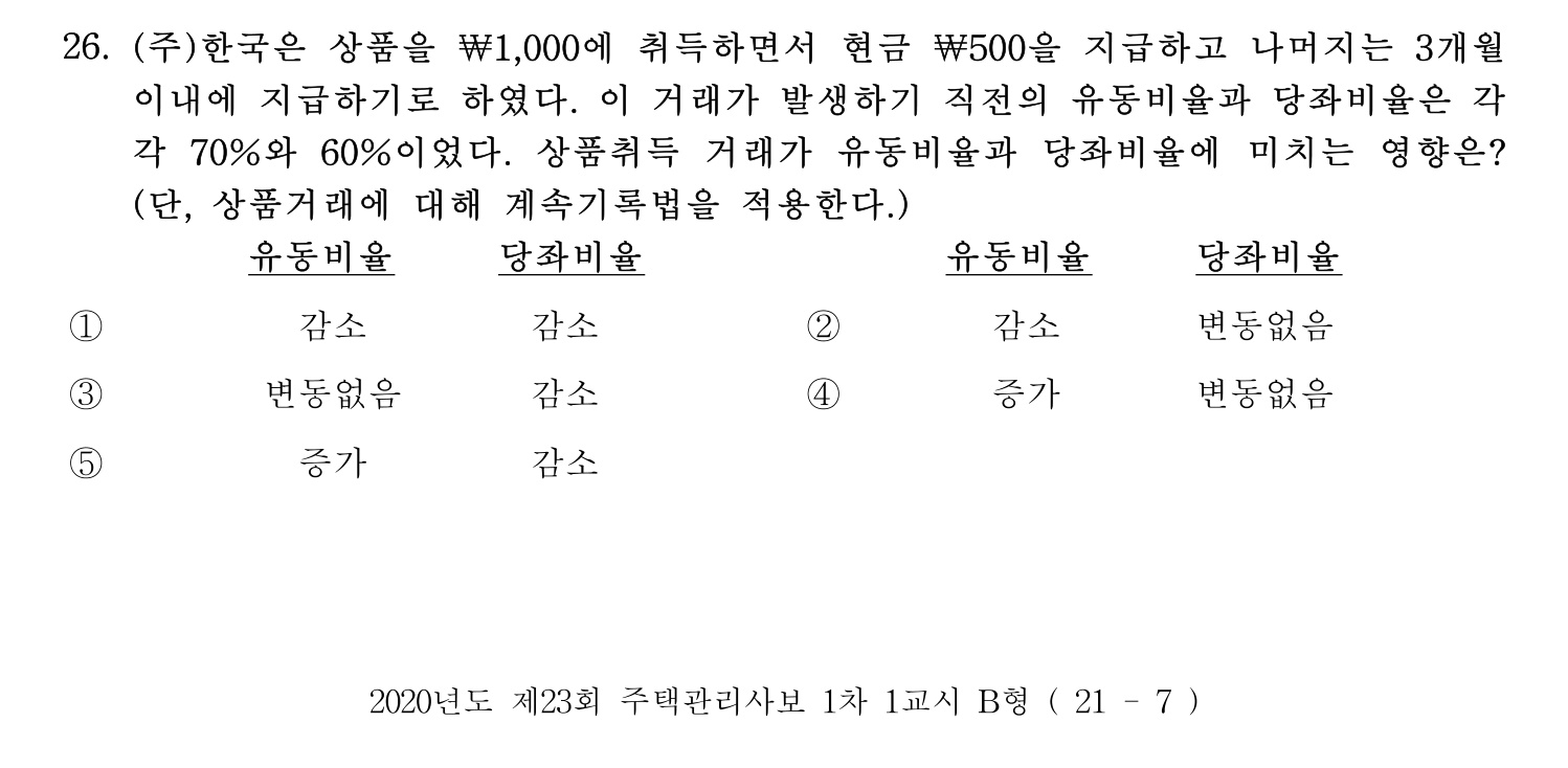 주택관리사보_1차 2020년 26번 기출문제