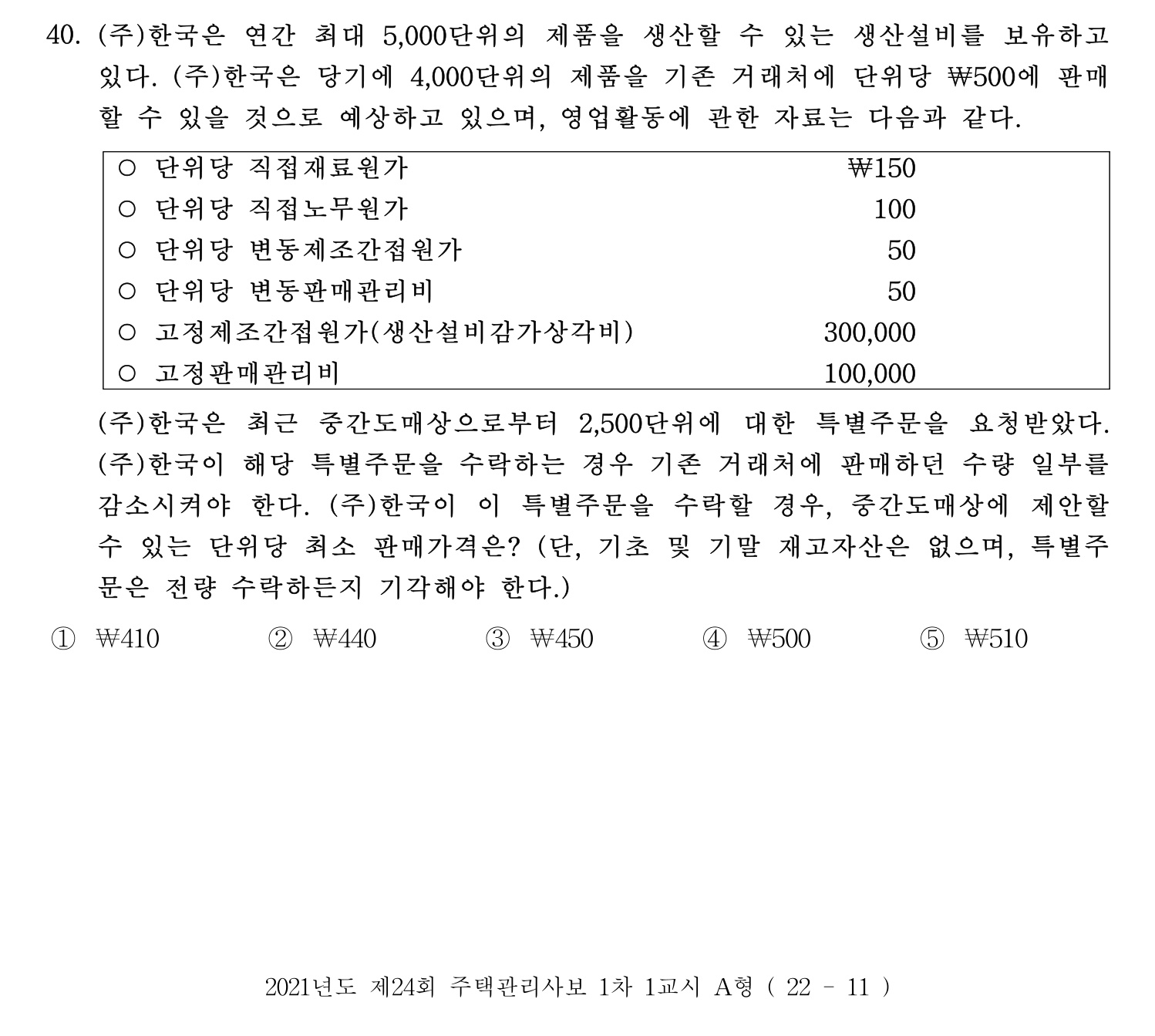 주택관리사보_1차 2021년 40번 기출문제