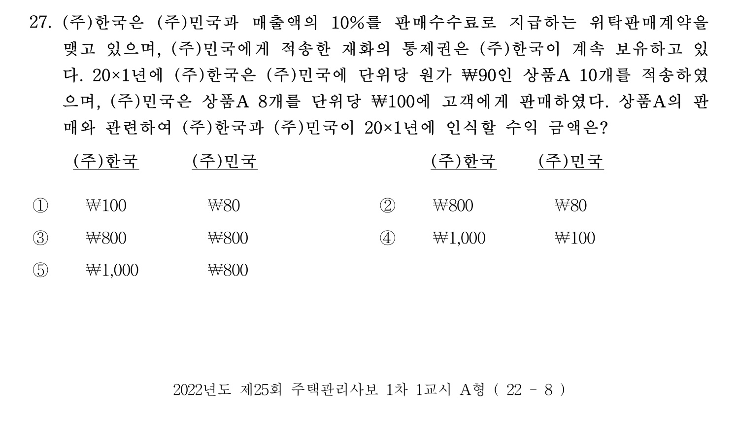 주택관리사보_1차 2022년 27번 기출문제