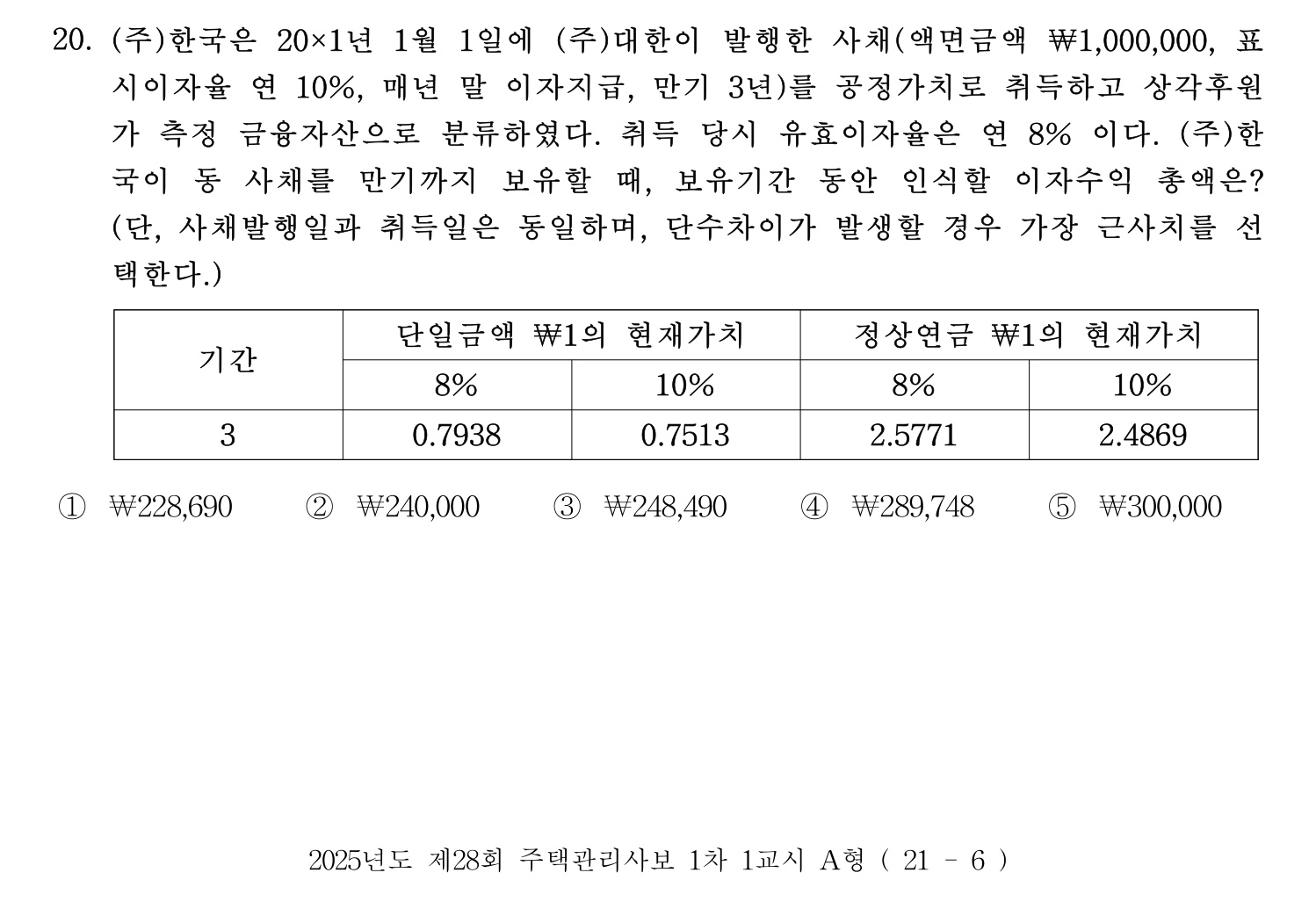 주택관리사보_1차 2025년 20번 기출문제
