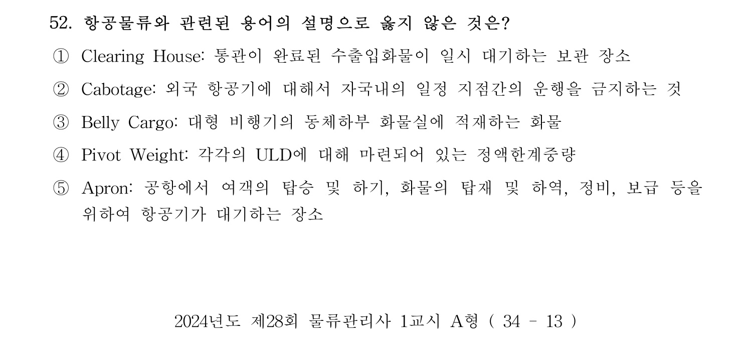 물류관리사_1교시 2024년 41번 기출문제