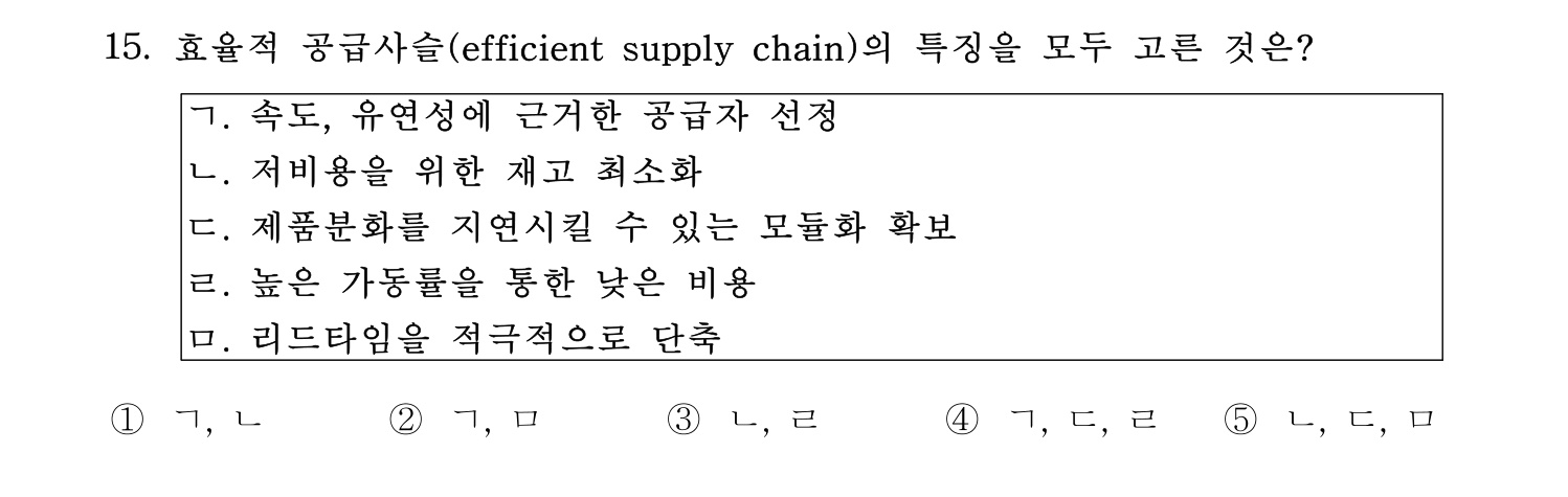 물류관리사_1교시 2019년 15번 기출문제
