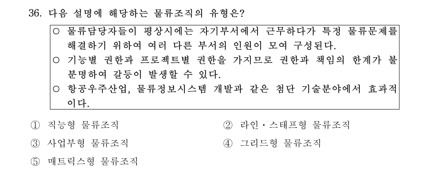물류관리사_1교시 2019년 36번 기출문제