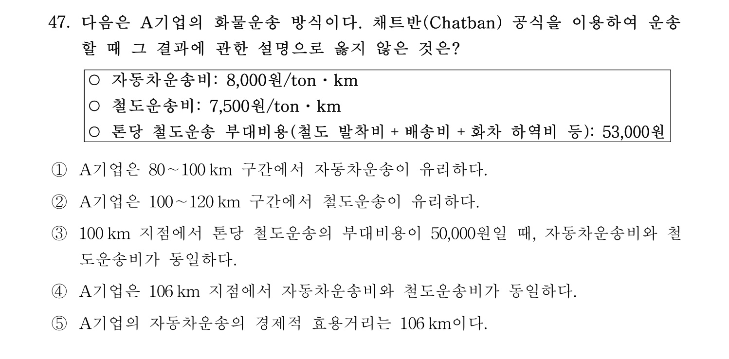 물류관리사_1교시 2019년 47번 기출문제