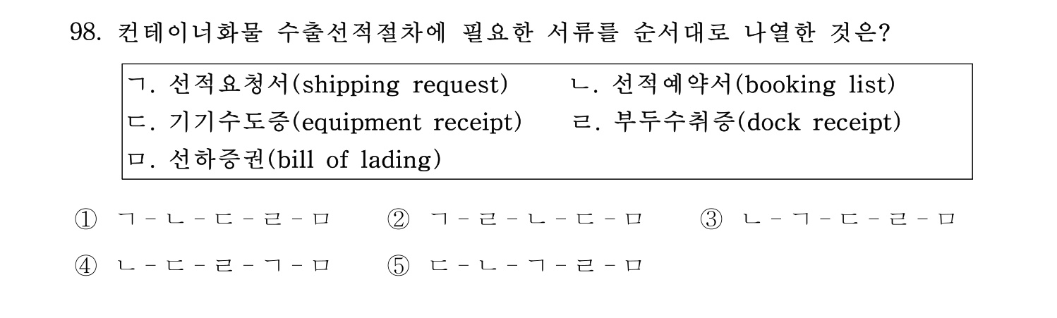 물류관리사_1교시 2019년 98번 기출문제