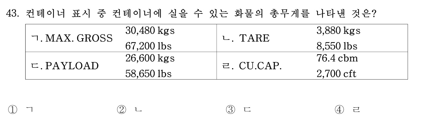 검량사 2019년 43번 기출문제