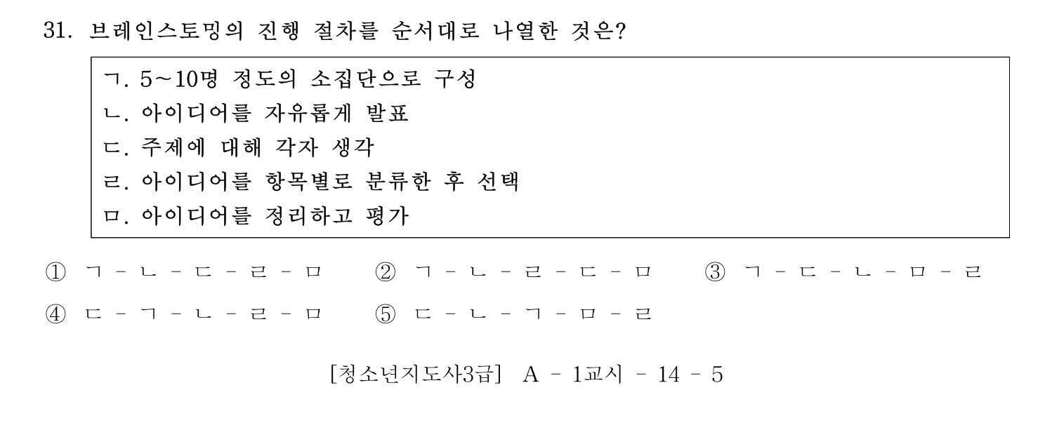 청소년지도사_1급(1교시) 2015년 31번 기출문제