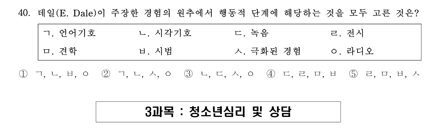 청소년지도사_1급(1교시) 2015년 40번 기출문제