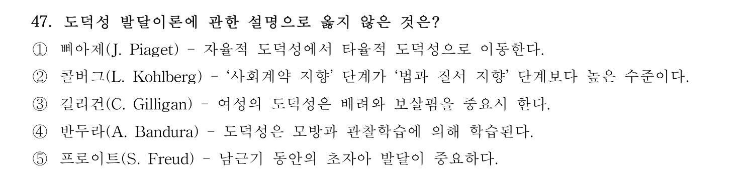 청소년지도사_1급(1교시) 2015년 47번 기출문제