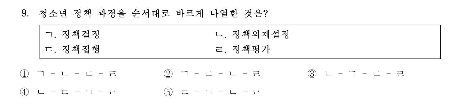 청소년지도사_1급(1교시) 2015년 9번 기출문제