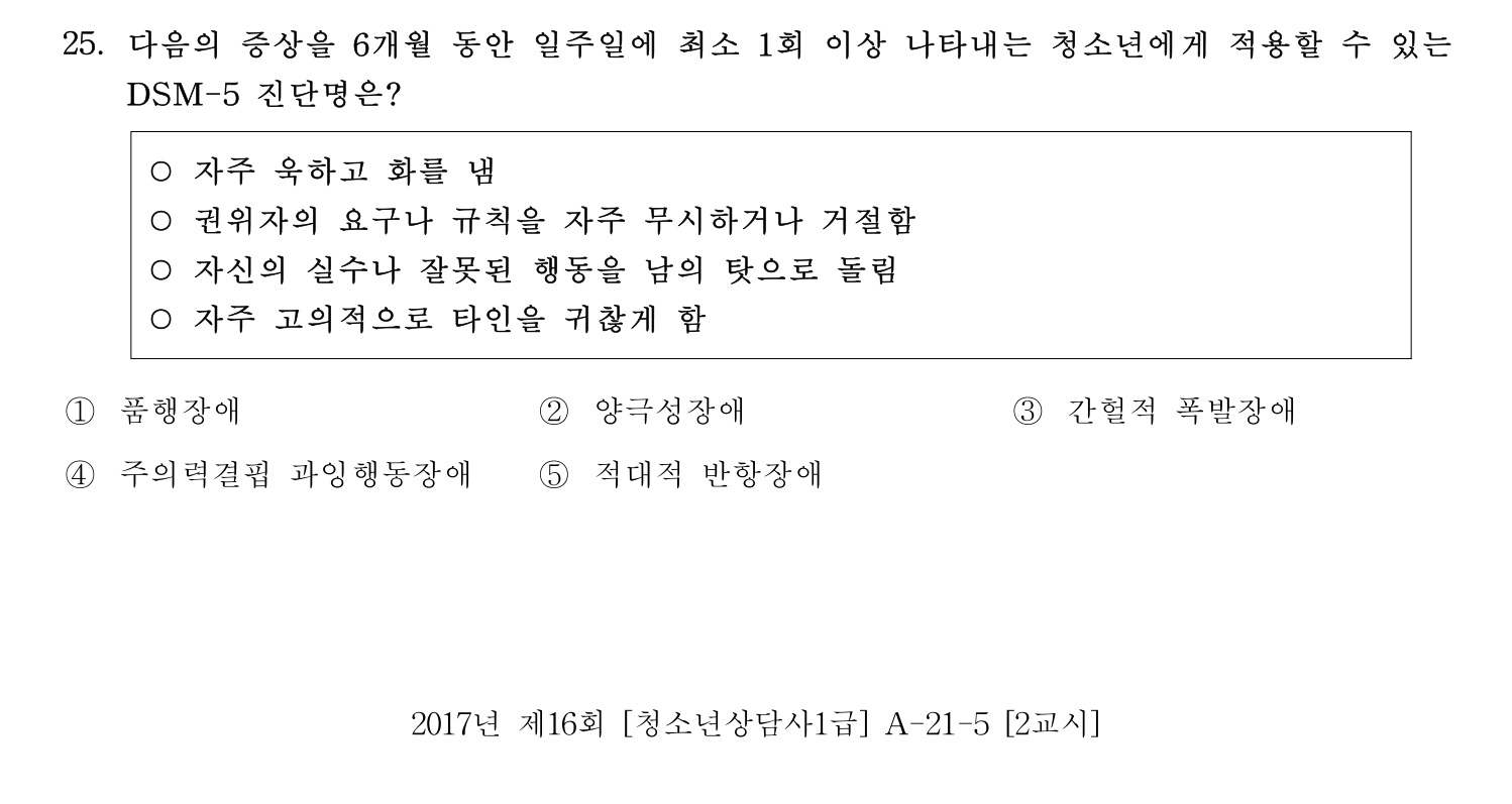 청소년상담사_1급(1교시) 2021년 25번 기출문제
