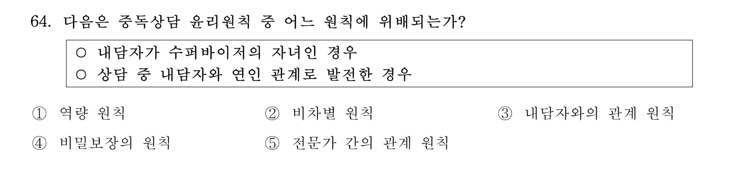 청소년상담사_1급(1교시) 2021년 64번 기출문제