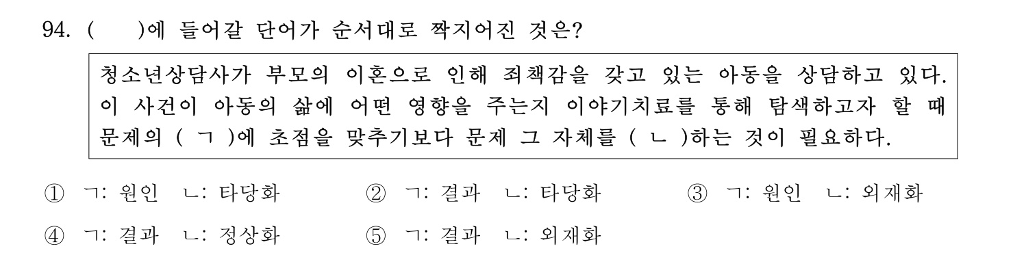 청소년상담사_1급(1교시) 2021년 94번 기출문제